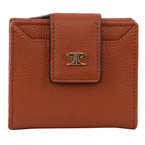 PIERRE CARDIN | Ladies Leather Flip-Over Bi-Fold Wallet - Cognac