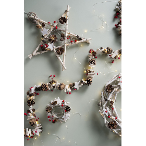 Timber Hanging Star Alpine Crimson Berry with 10 LED