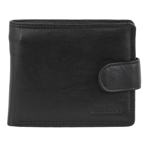 MILLENI | Mens Leather Flat Wallet - Black