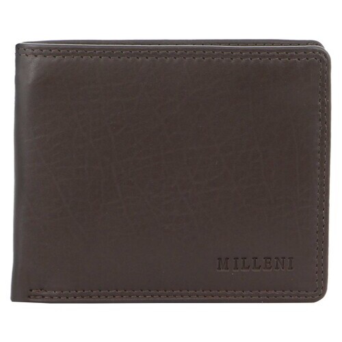 MILLENI | Mens Leather Flat Wallet - Brown