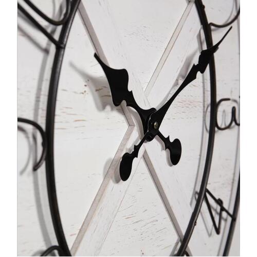 Barn Door Wood Clock - White