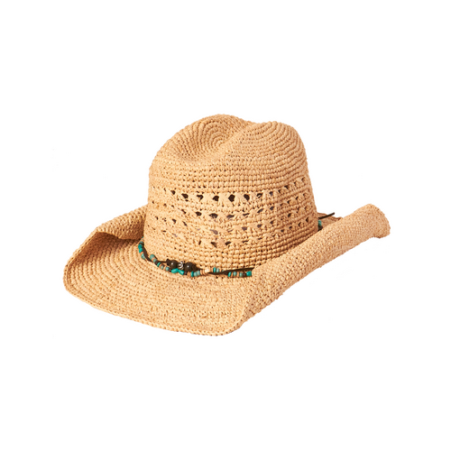 KOORINGAL | Torah Ladies Cowboy Hat - Natural/Turquoise