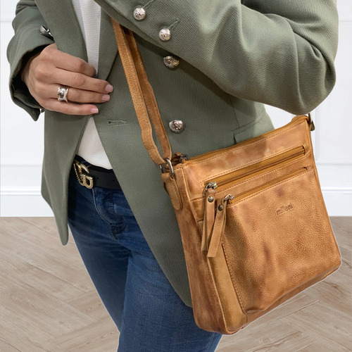 MILLENI | Ladies Leather Nappa Cross Body Bag - Caramel