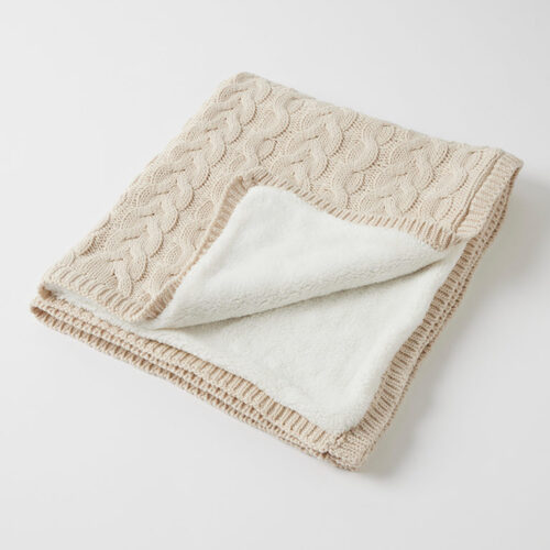 PILBEAM | Aurora Cable Knit Baby Blanket - Oatmeal