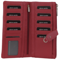 PIERRE CARDIN | Italian Leather Ladies Passport Wallet - Red