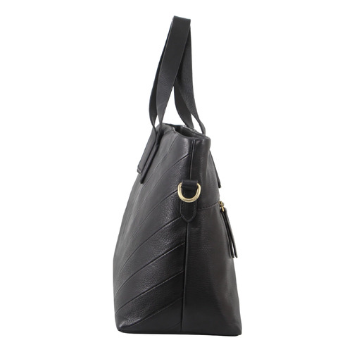 PIERRE CARDIN | Herringbone Leather Tote Bag - Black