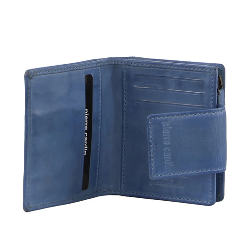 PIERRE CARDIN | Ladies Flip-Over Bi-Fold Wallet - Blue