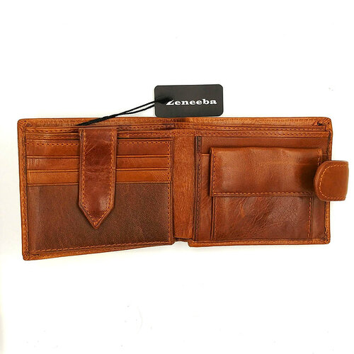ZENEEBA | Mens Cow Leather Wallet - Tan