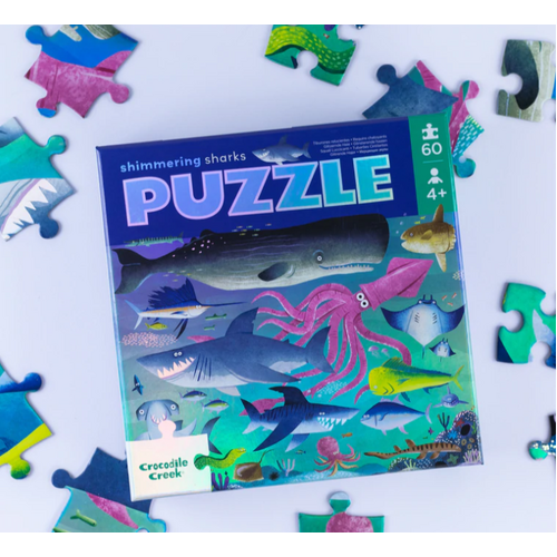CROCODILE CREEK | Foil Puzzle 60pc - Shimmering Shark