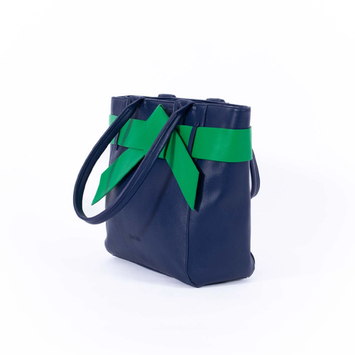 LIV & MILLY | Chloe Tote - Navy with Green Bow