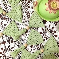 OB DESIGNS | Bunting Green Crochet | 100% Cotton