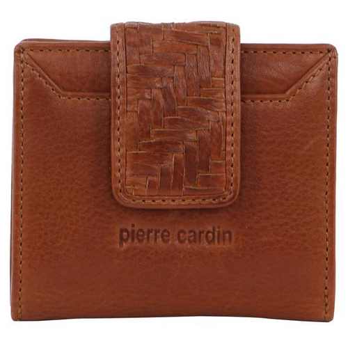 PIERRE CARDIN | Woven Embossed Leather Ladies Small Tab Wallet [Colour: Dark Tan]
