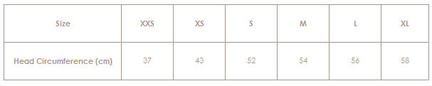 toshi headwear size chart