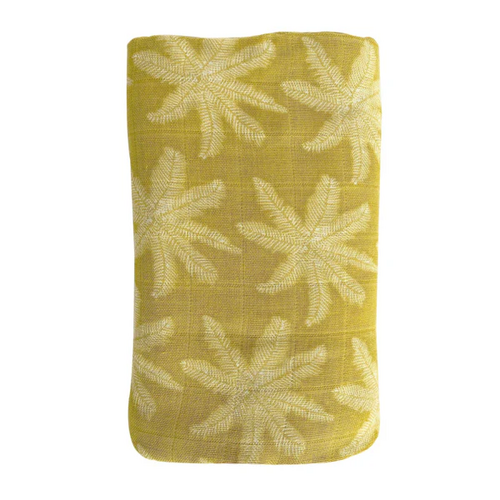OB  Designs | Bamboo + Cotton Muslin Swaddle Wrap Pear - Palm Print