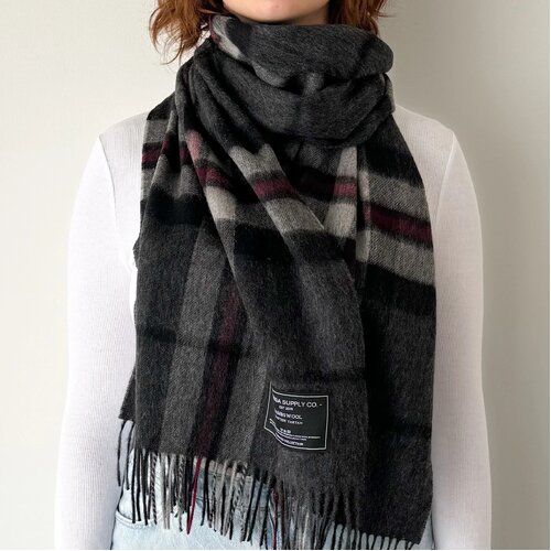 Barossa | Thomson Charcoal - Scottish Tartan Lambswool Wide Scarf