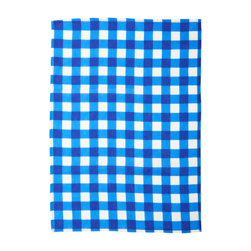 ANNABEL TRENDS | Linen Tea Towel - Cobalt Check