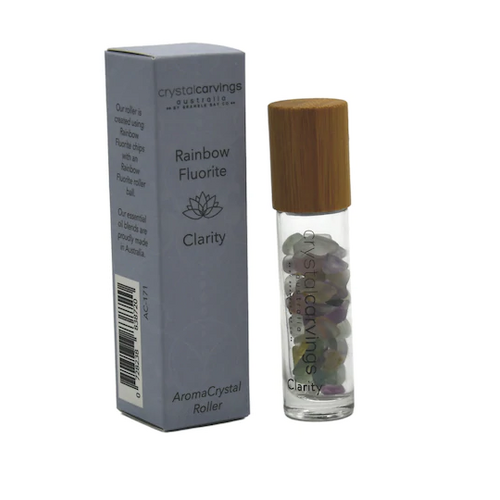 CRYSTAL CARVINGS | Clarity/Rainbow Fluorite - AromaCrystal Roller