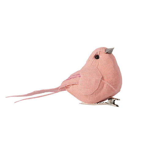 Clip Ornament Linen Bird - Soft Pink