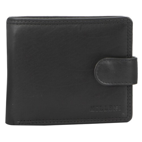 MILLENI | Mens Leather Tab Wallet - Black