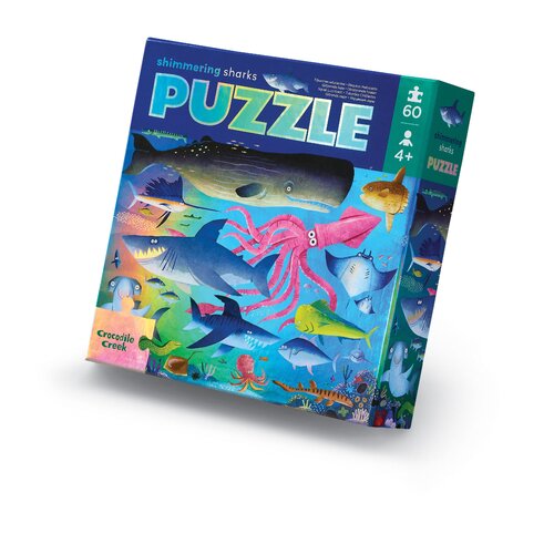 CROCODILE CREEK [ Foil Puzzle 60pc - Shimmering Sharks