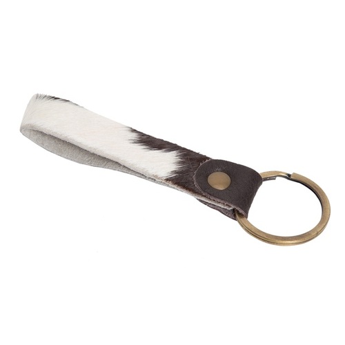 THE DESIGN EDGE | Cowhide Keyring - Brown &amp; White