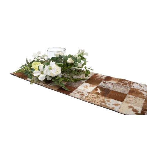 THE DESIGN EDGE | Table Runner Cow Hide - Tan And White Speckly