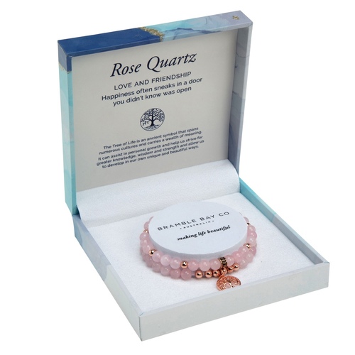 BRAMBLE BAY | Duo Bracelet Set – Rose Quartz Rose Gold