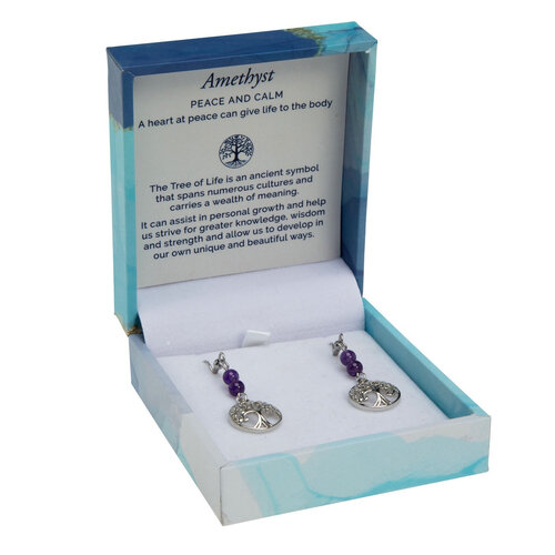BRAMBLE BAY | Tree of Life Duo Earrings- Amethyst