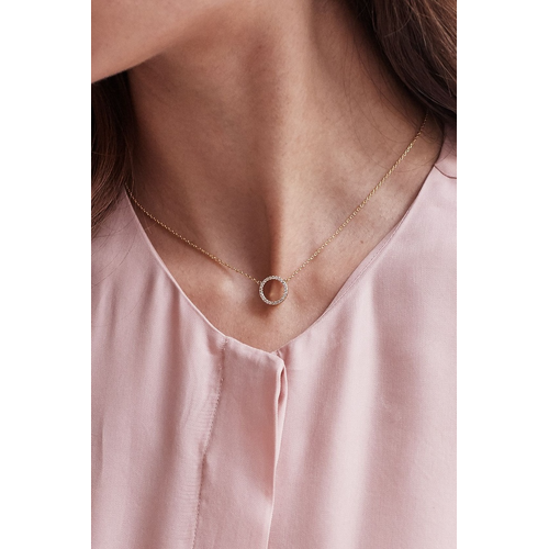 Estella Bartlett | Large Pave Set Cz Circle Necklace - Gold Plated