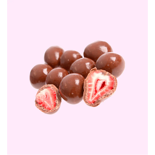 Freckleberry Chocolate Factory |Milk Chocolate Coated Freeze Dried Strawberries