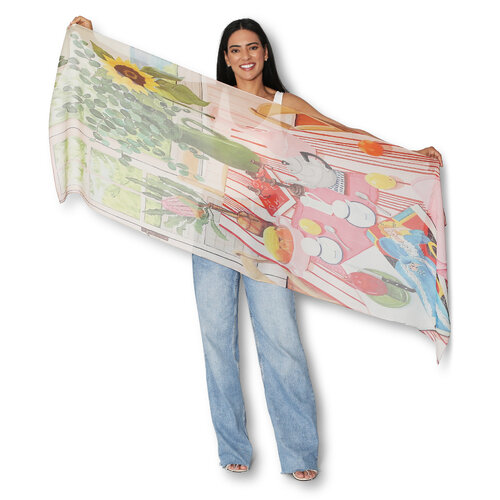 The Artist Label Scarf - Afternoon Tea and Pacific Ocean Views