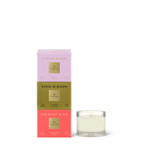 GLASSHOUSE | Candle Trio – 3 x 30g Soy Candles