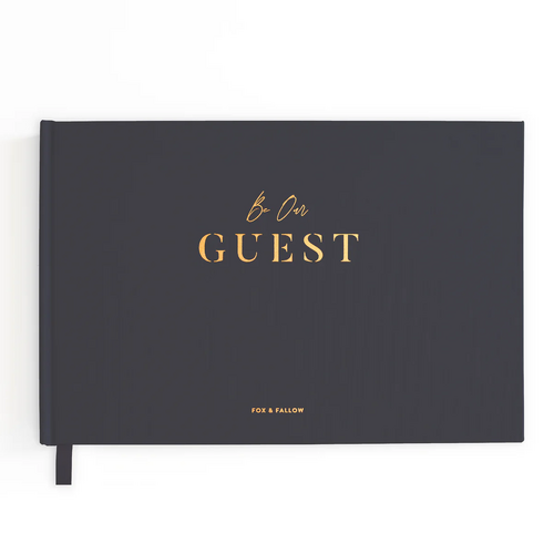 Be Our Guest Book – Elegant Gold Foil Linen Guest Book 290 x 200mm