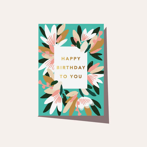 ELM PAPER | Card - Birthday - Flower Aqua