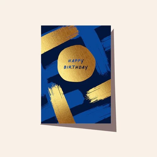 ELM PAPER  I NAVY BRUSHY BIRTHDAY - BLANK CARD