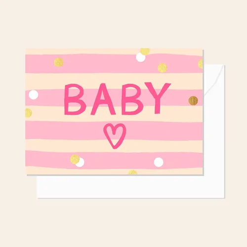 ELM PAPER I BABY STRIPE PINK - Blank Card