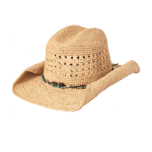 KOORINGAL | Torah Ladies Cowboy Hat - Natural/Turquoise