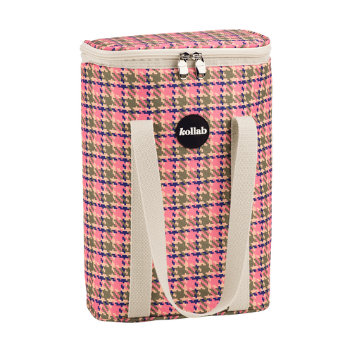 Wine Cooler Bag Pink Houndstooth