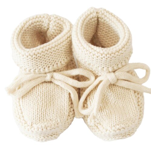 Alimrose | Knit Baby Booties Natural 0-6mth