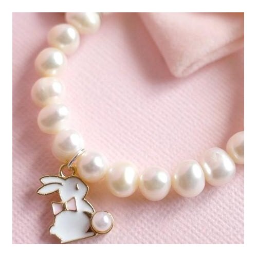 Lauren Hinkley | Freshwater Pearl Bunny Charm Bracelet