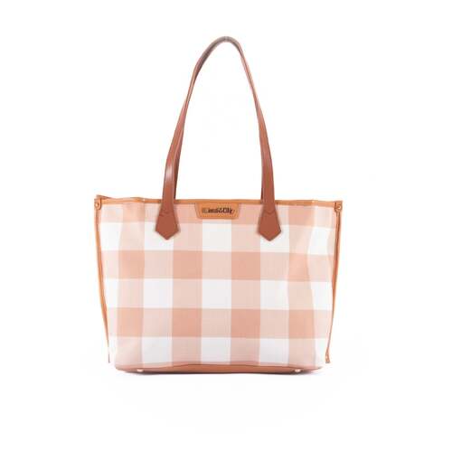 LIV &amp; MILLY | Capri Latte &amp; White Gingham Tote