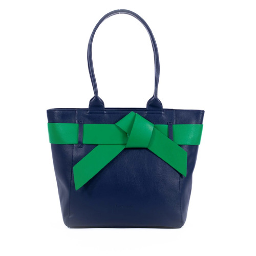 LIV & MILLY | Chloe Tote - Navy with Green Bow