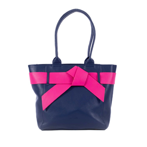 LIV & MILLY | Chloe Tote - Navy with Pink Bow