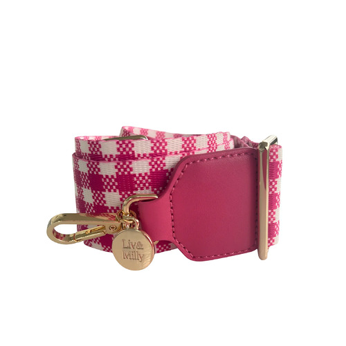 LIV & MILLY | Guitar Strap - Pink & White Gingham