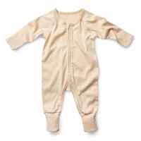 FIBRE FOR GOOD | Long Sleeve Zip Romper - Wheat