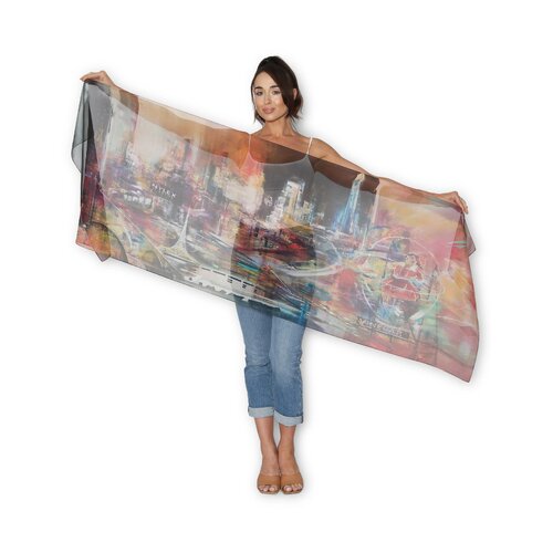 The Artist Label |  Viscose Modal Scarf - Panorama Dancing Lights of Melbourne