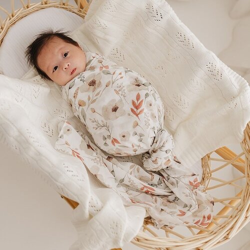 Emotion &amp; KIds | Boho Floral Muslin &amp; Latte Pram Clip Set