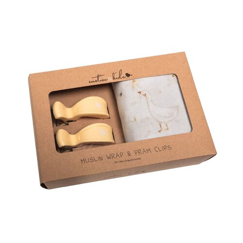 Emotion &amp; Kids | Gwen the Goose Muslin Wrap &amp; Buttermilk Pram Clip Set
