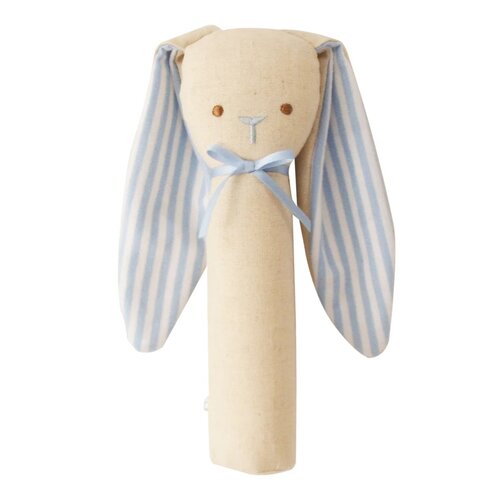 Bunny Rattle &amp; Squeaker Linen Blue