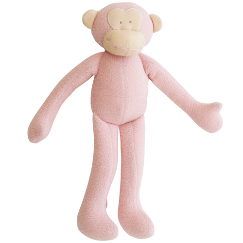 ALIMROSE | Fleece Monkey Toy Rattle - Pink
